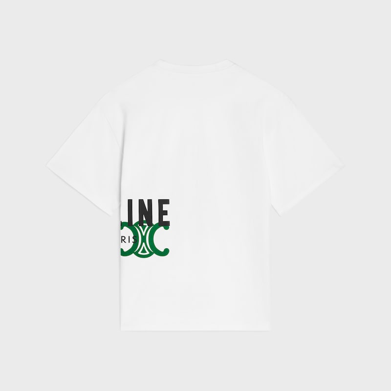 t-shirt IN cotton jersey - OPTIC WHITE/BLACK/DARK GREEN -  - 1 | CELINE