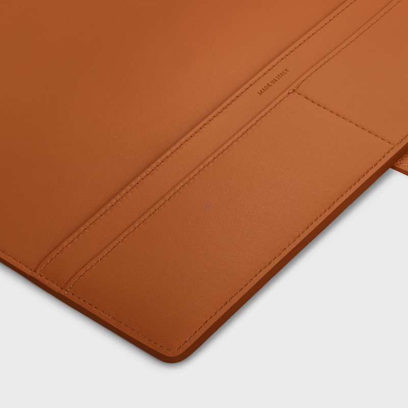 LARGE NOTEBOOK COVER WITH POUCH IN STAMPED NATURAL CALFSKIN - TAN - NEW COLLECTION MEN - 1 | CELINE