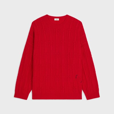 pull col rond cachemire chaînes - ROUGE VIF -  - 6 | CELINE