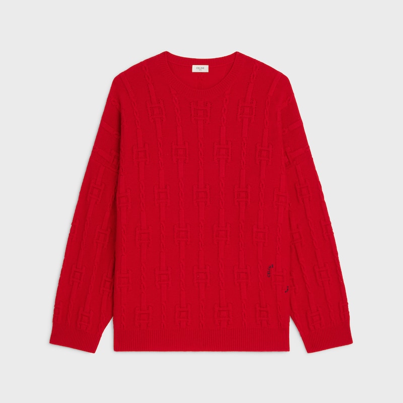 crewneck sweater IN chains cashmere - BRIGHT RED -  - 1 | CELINE