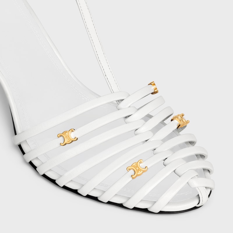 CAGE HEELED SANDAL IN GOATSKIN - WHITE -  - 1 | CELINE