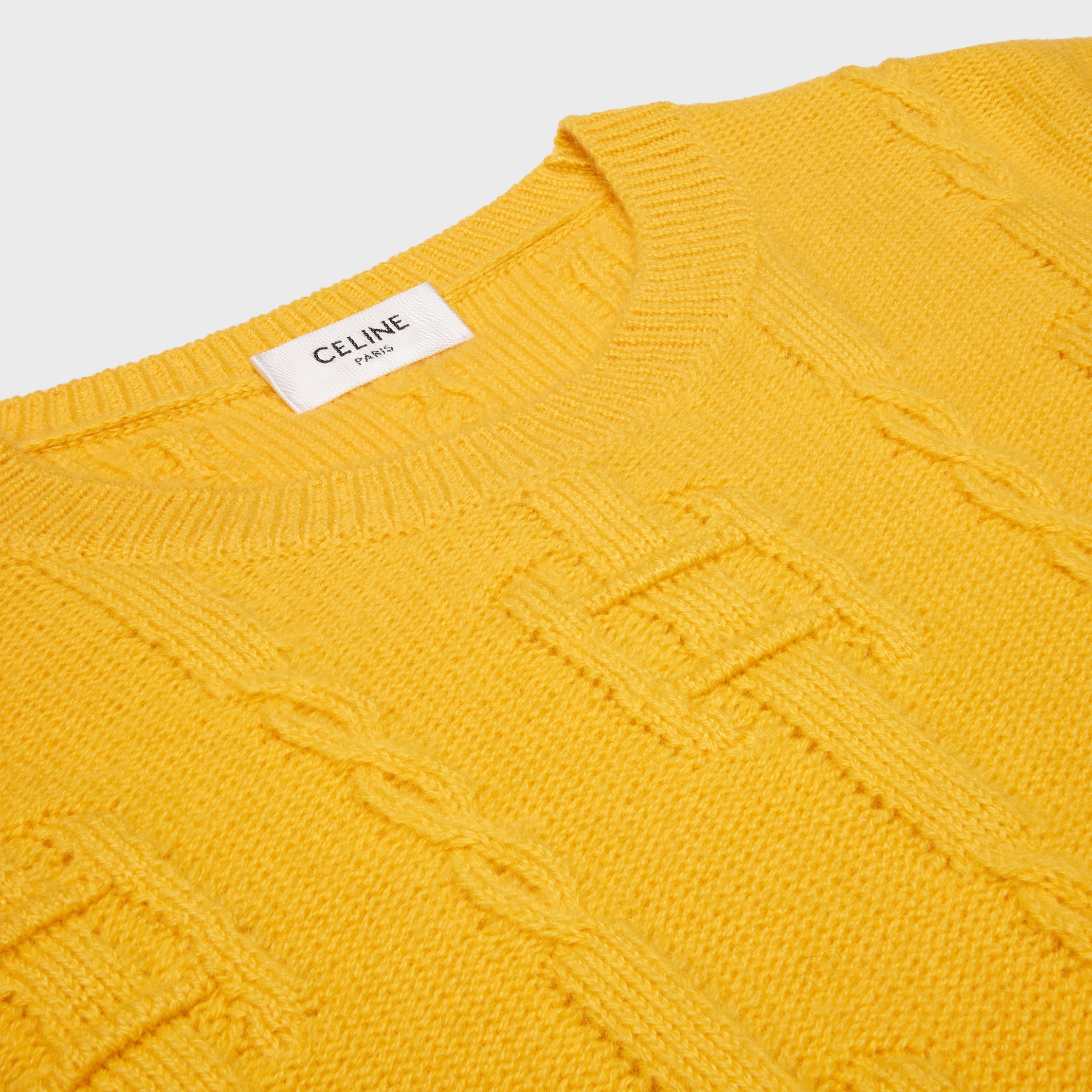 CREWNECK SWEATER IN CHAINS CASHMERE - YELLOW | CELINE