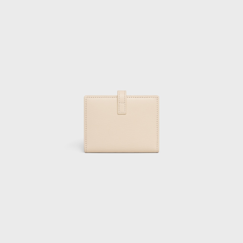 BI-FOLD CARD HOLDER TRIOMPHE PONTET IN GOATSKIN - CREAM - NEW - 1 | CELINE