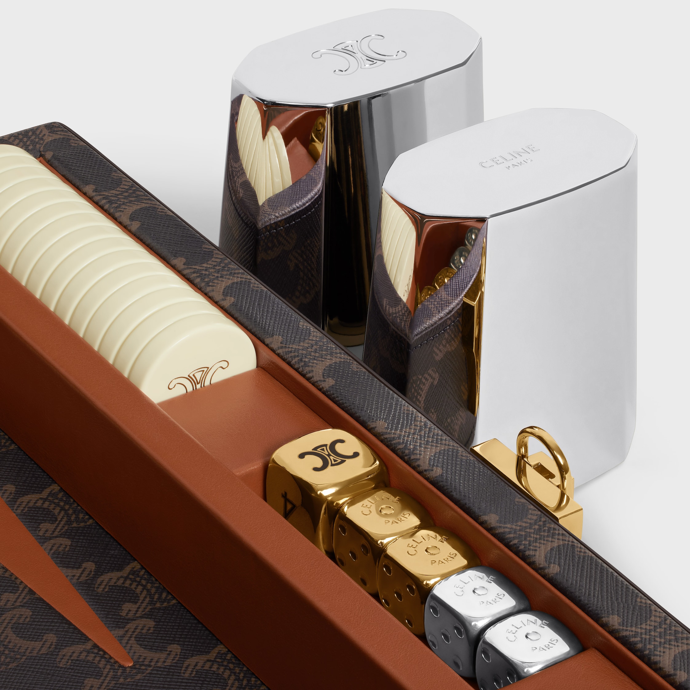 BACKGAMMON IN TRIOMPHE CANVAS - BLACK / TAN | CELINE