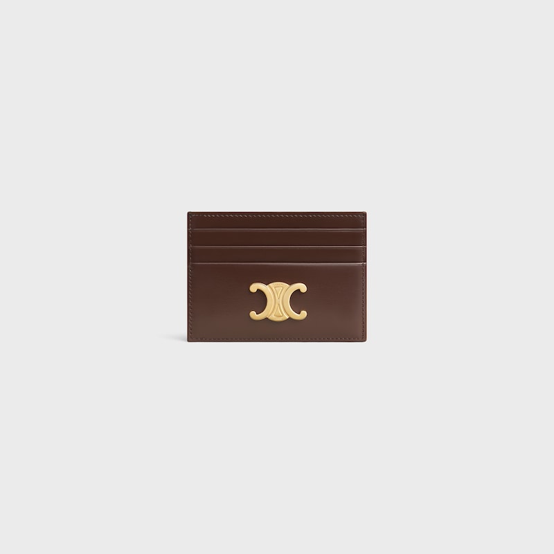 CARD HOLDER TRIOMPHE IN Shiny calfskin - CHESTNUT - LUCKY DAY SELECTION - 1 | CELINE