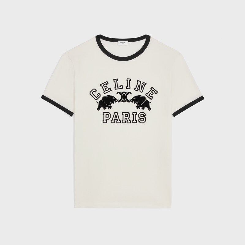 regular t-shirt IN cotton jersey - OFF WHITE / BLACK -  - 1 | CELINE