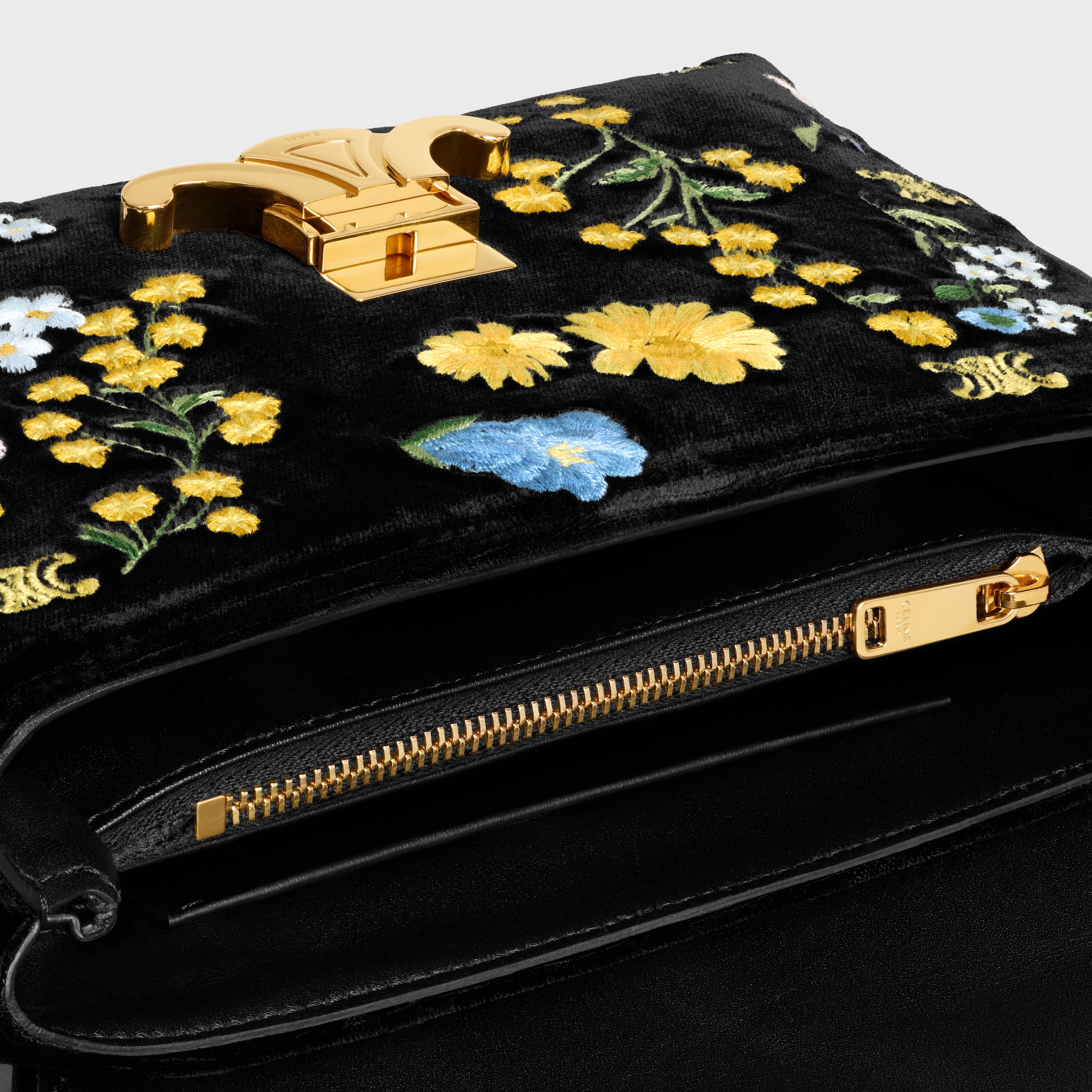 TEEN NINO BAG IN VELVET WITH FLORAL EMBROIDERY - MULTICOLOR | CELINE