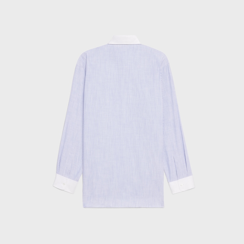 条纹青年布衬衫 - 粉笔白/蓝色 -  - 1 | CELINE