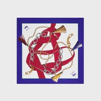 ผ้าผืนสี่เหลี่ยมผ้าไหมทวิลล์ - สีไอวอรี่/สีฟ้า/สีแดง -  - 1 | CELINE