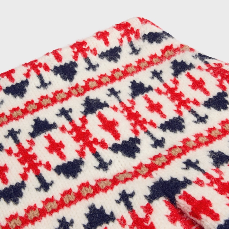 mini skirt IN FAIR ISLE WOOL AND CASHMERE - WHITE / BLUE / RED -  - 1 | CELINE