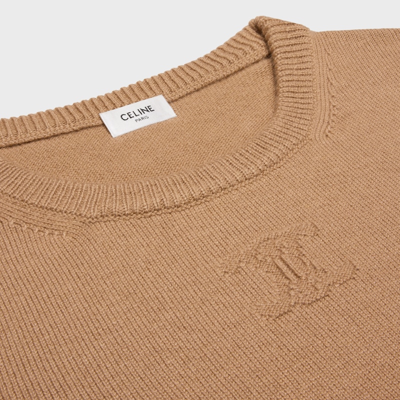 crew neck sweater in heritage cashmere - CAMEL -  - 1 | CELINE