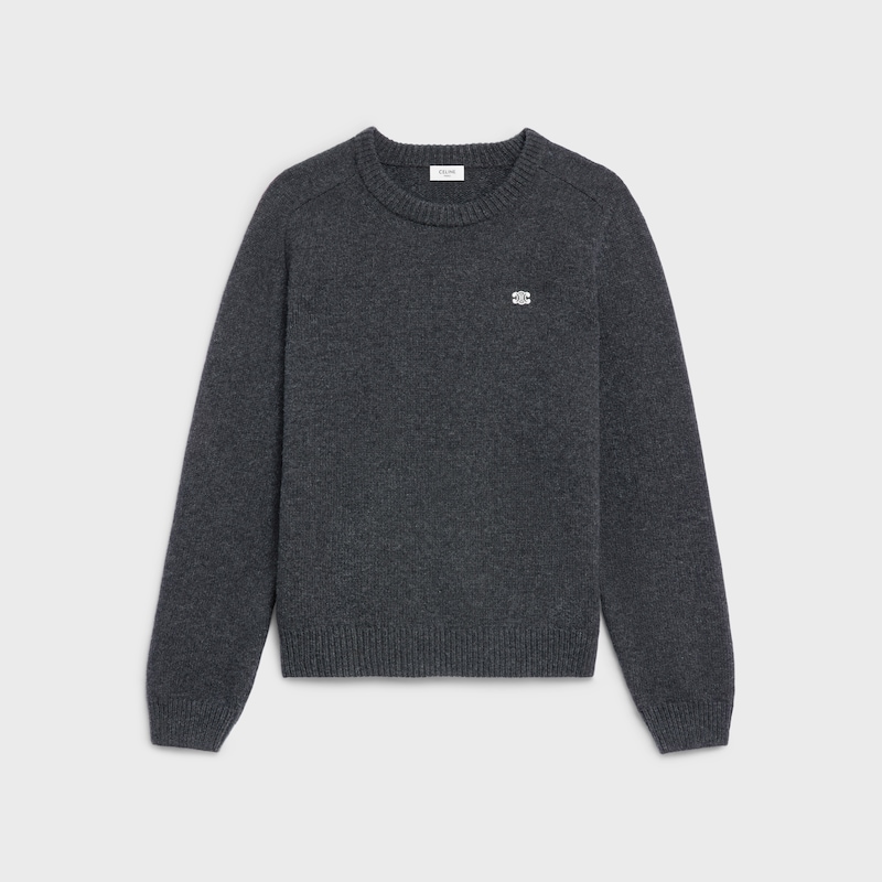 triomphe crew neck sweater in wool and cashmere - ANTHRACITE -  - 1 | CELINE