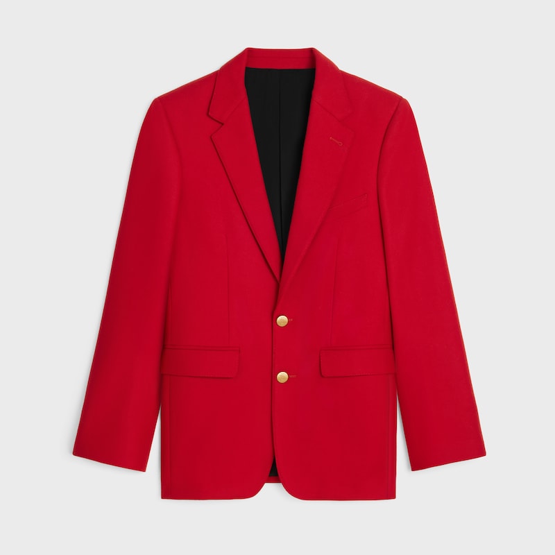 CHAQUETA CL&Aacute;SICA DE FRANELA DE LANA - ROJO -  - 1 | CELINE