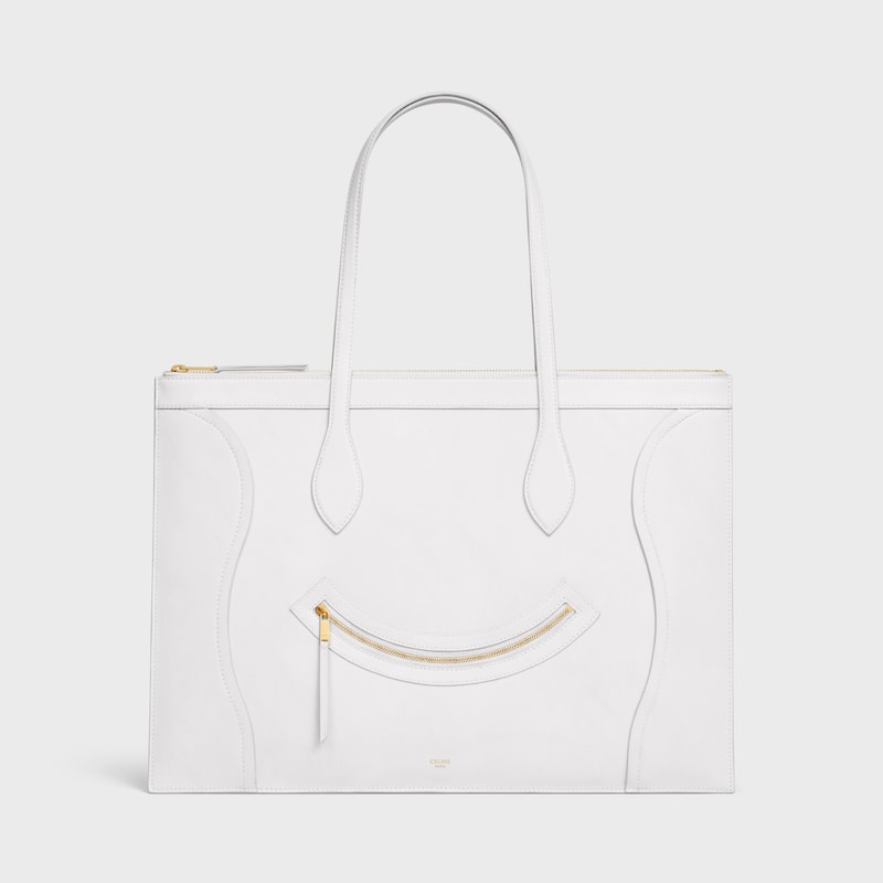 FLACHE LUGGAGE AUS GLÄNZENDEM KALBSLEDER - WEISS - HOBO UND TOTE BAGS - 1 | CELINE