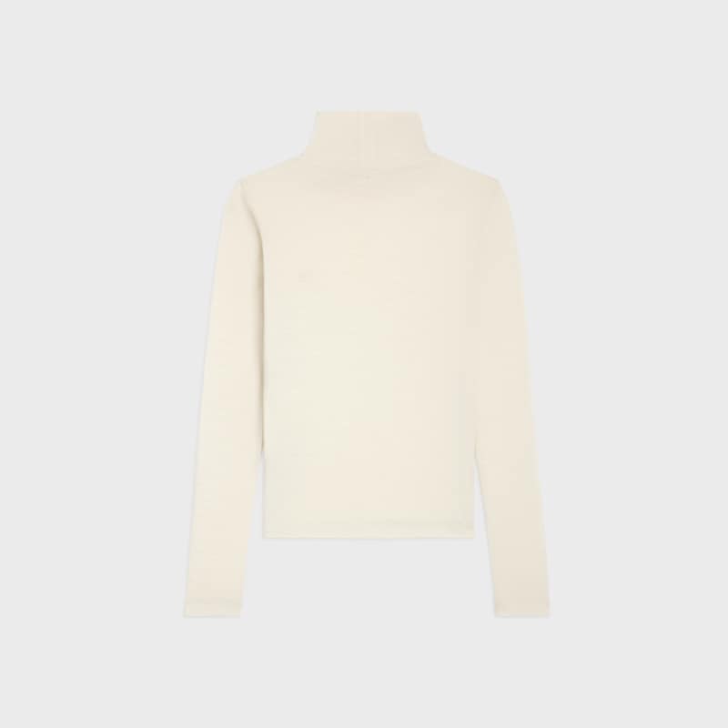 TOP DE CUELLO ALTO DE PUNTO DE LANA - CREMA / AZUL MARINO -  - 1 | CELINE