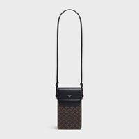 PHONE POUCH IN Triomphe Canvas and Lambskin - BLACK - GIFTS FOR HIM - 1 | CELINE