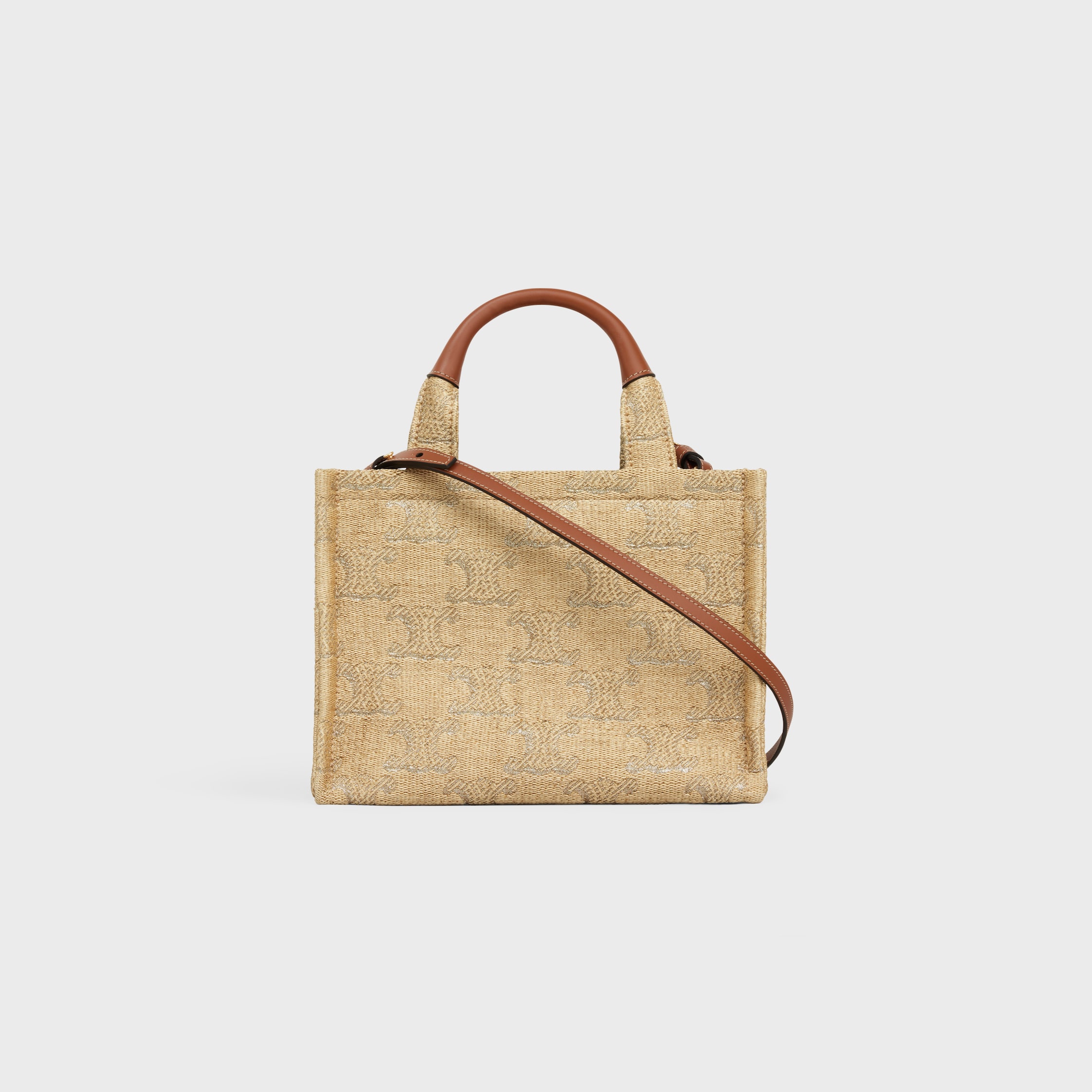 small cabas thais in raffia effect textile with triomphe