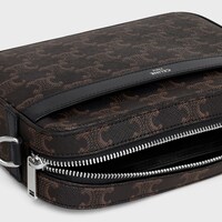 SMALL MESSENGER BAG IN TRIOMPHE CANVAS AND CALFSKIN - BLACK - BELT BAGS AND MINI BAGS - 1 | CELINE