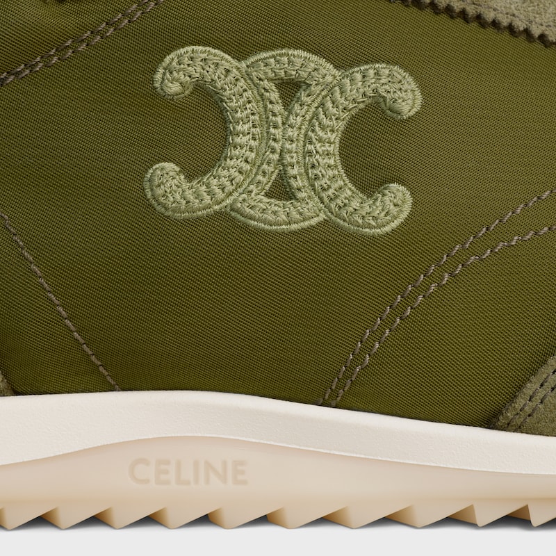 RACER SNEAKER IN NYLON, SUEDE CALFSKIN AND CALFSKIN - OLIVE -  - 1 | CELINE