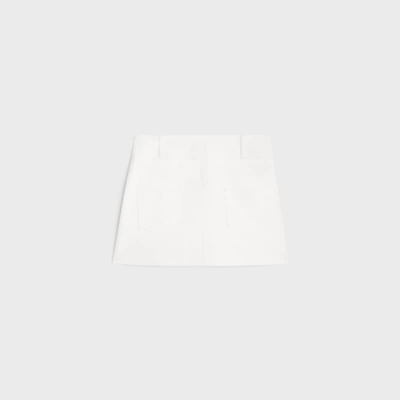 trapeze mini skirt in cotton twill - OFF WHITE -  - 1 | CELINE