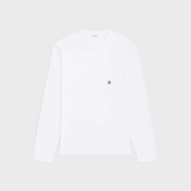 LONG-SLEEVED T-SHIRT IN cotton jersey - OPTIC WHITE/BLACK -  - 1 | CELINE