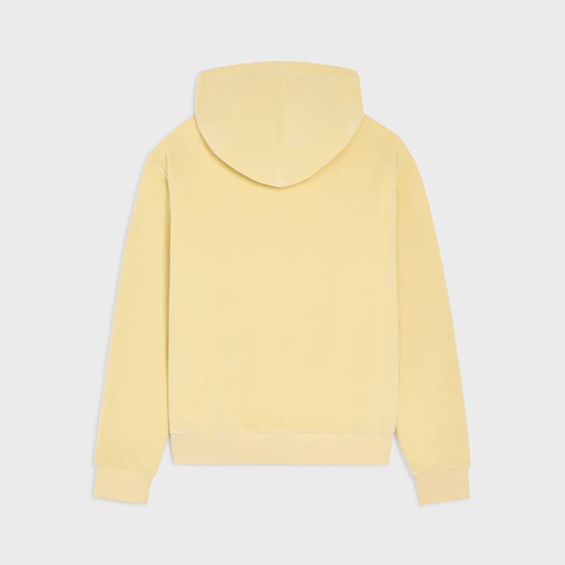 loose zip up hoodie IN VELVET COTTON - PALE YELLOW/OFF WHITE -  - 1 | CELINE