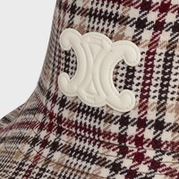 CELINE セリーヌ トリオンフ チェック バケットハット ウール CELINE - セリーヌ CELINE 帽子 ウール コットン ブラウン