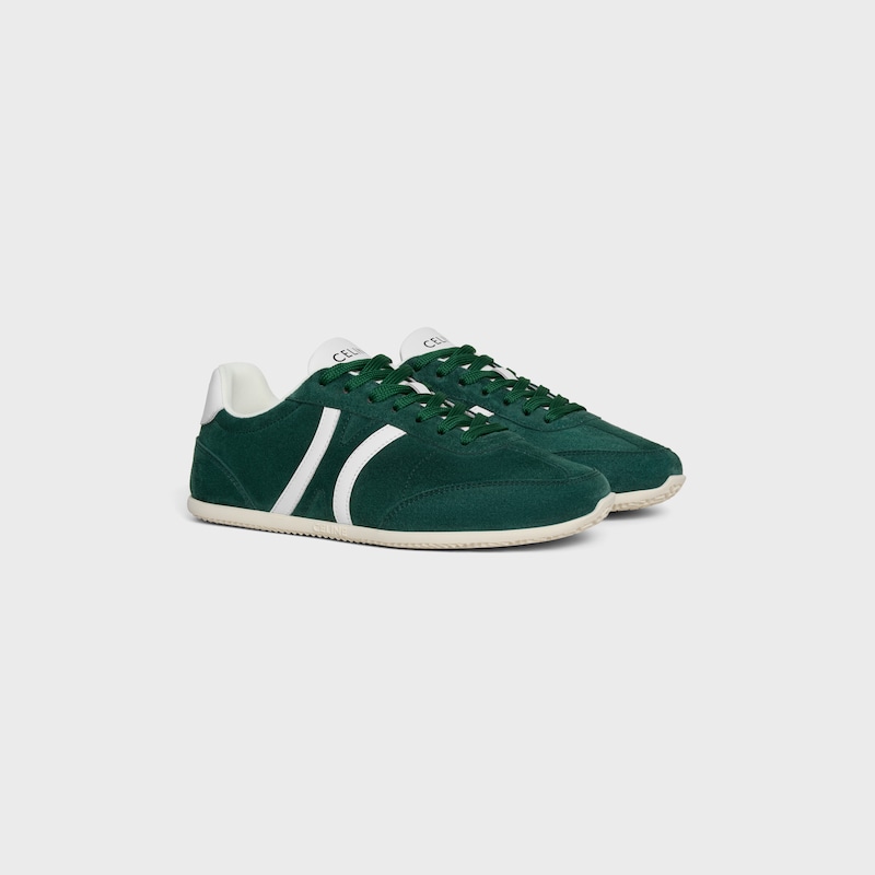 CELINE JOGGER LOW LACE-UP SNEAKER WITH TRIOMPHE IN SUEDE CALFSKIN AND CALFSKIN - BOTTLE GREEN -  - 1 | CELINE