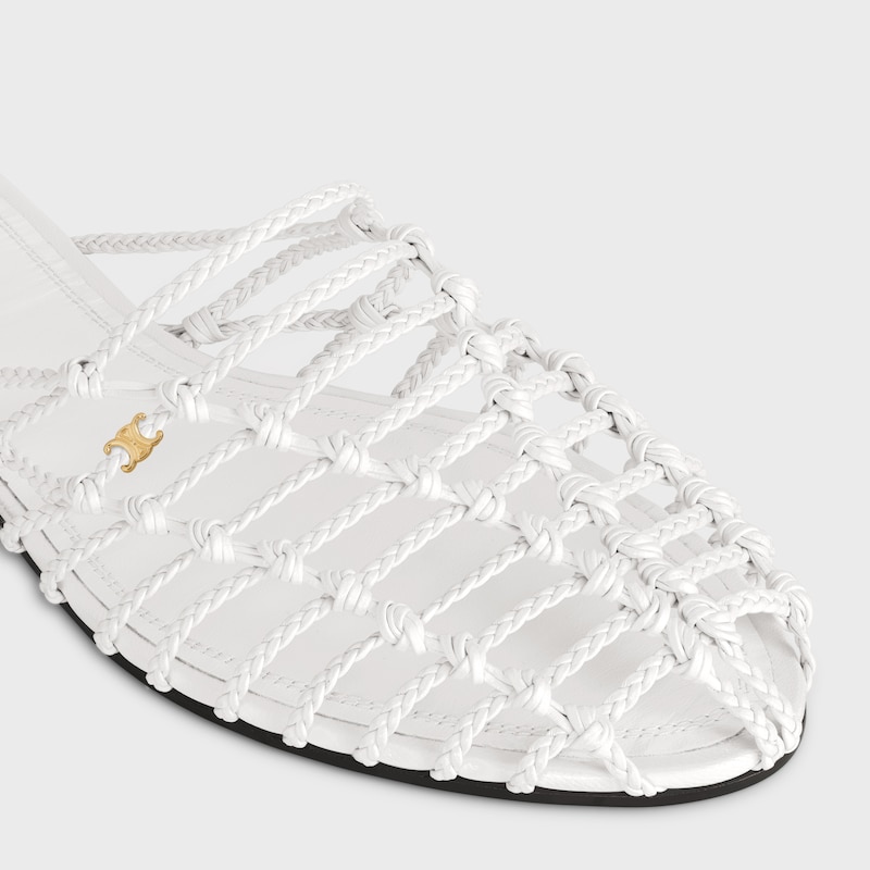 SCOOBIE BRAIDED MULE IN GOATSKIN - WHITE -  - 1 | CELINE