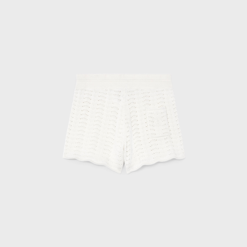 mini shorts em algodão pointelle - BRANCO - - 1 | CELINE