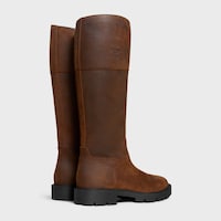 MARGARET - HIGH BOOT IN WAXED SUEDE CALFSKIN - DARK BROWN -  - 2 | CELINE