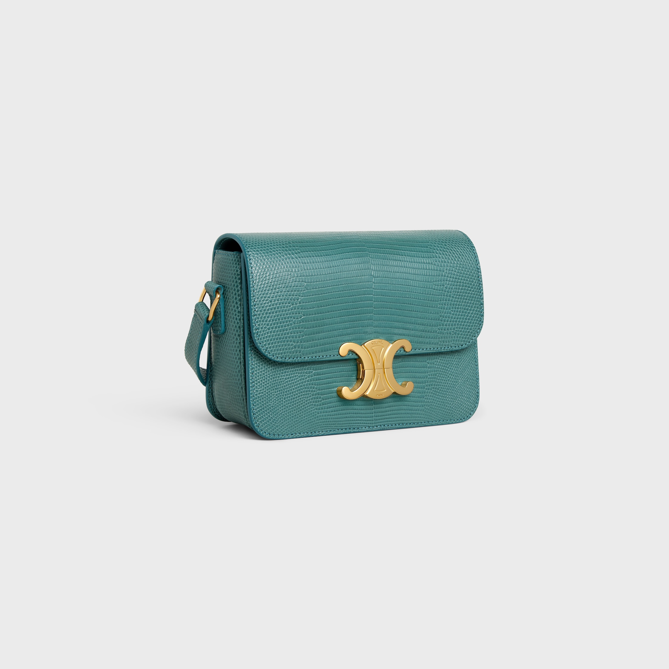 Teen Triomphe Bag in lizard - GREEN SMOKE | CELINE