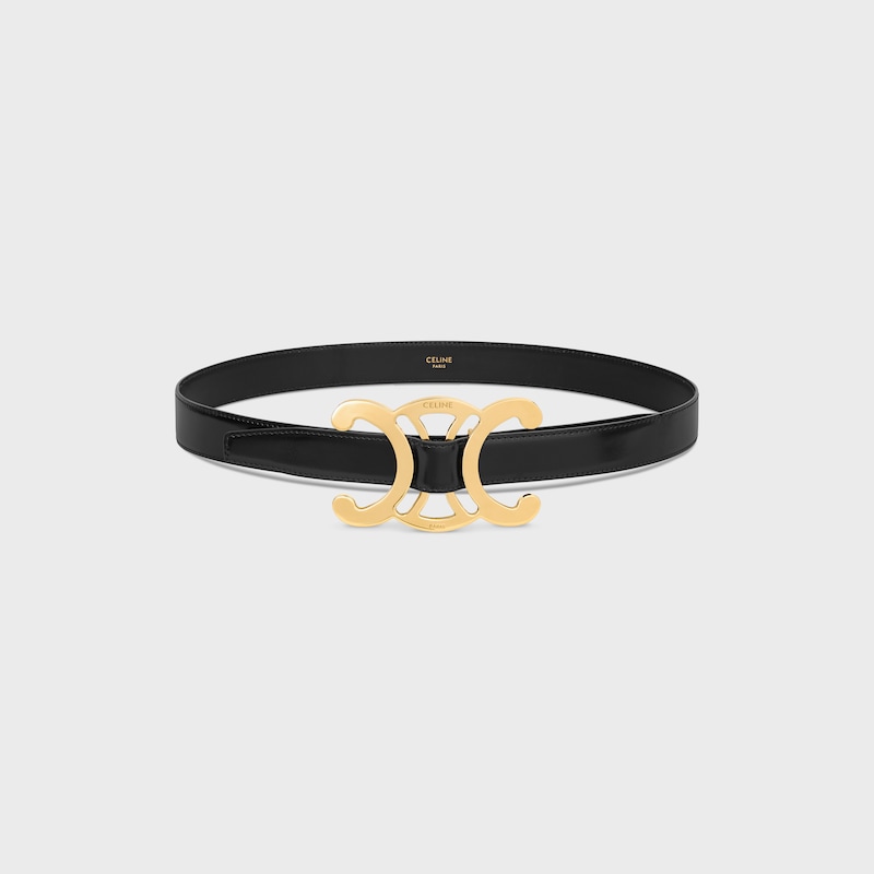 TRIOMPHE CORE BELT 25MM IN Taurillon Leather - BLACK -  - 1 | CELINE