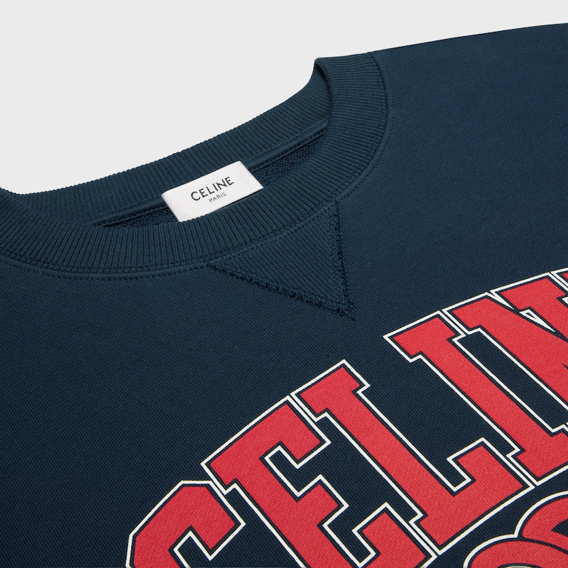 棉質抓絨寬大衛衣 - 海藍色 / 紅色 / 米白色 -  - 1 | CELINE