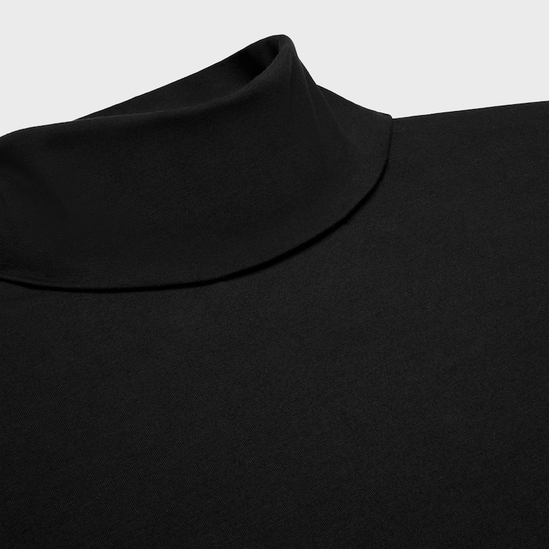 high neck top IN athletic cotton jersey - BLACK/OPTIC WHITE -  - 1 | CELINE