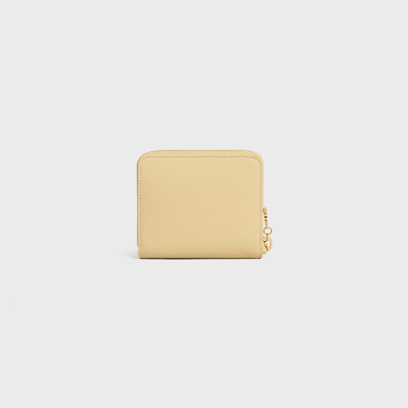 Small Zipped Wallet IN GRAINED CALFSKIN - SPRING YELLOW - ESSENTIALS - 1 | CELINE