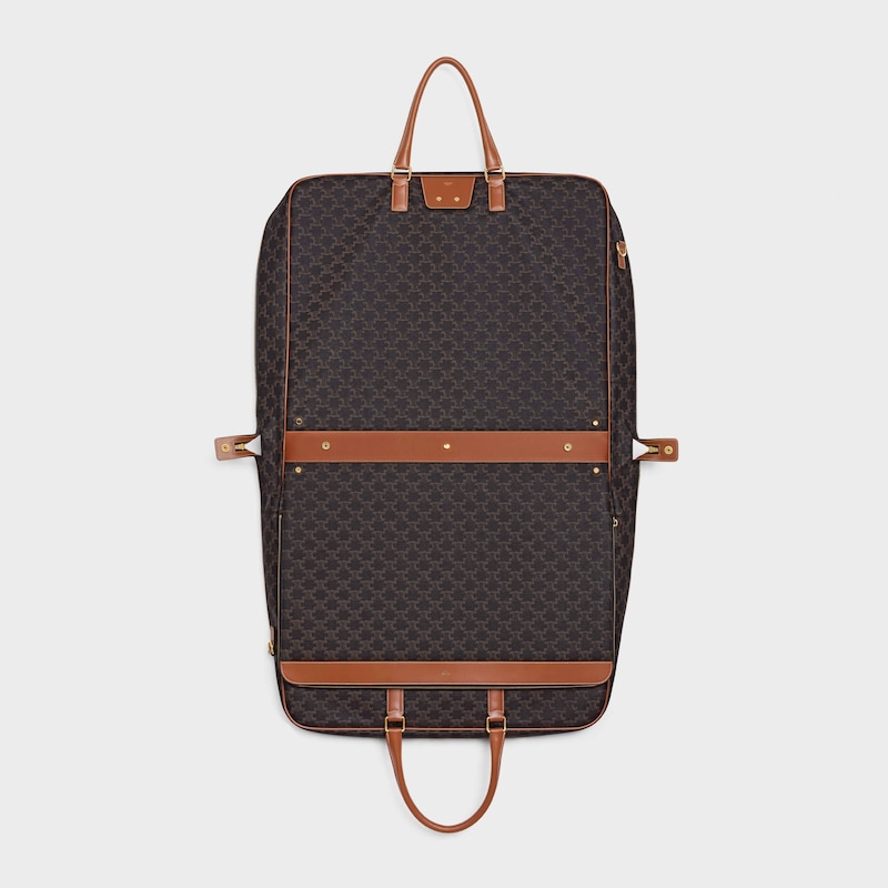 標誌印花及牛皮革掛衣袋 - 棕黃色 - GIFT FINDER - 1 | CELINE