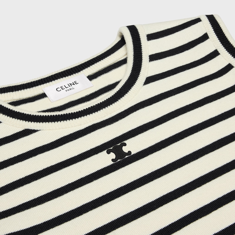 triomphe sleeevess marini&egrave;re sweater in wool - ECRU/BLACK -  - 1 | CELINE