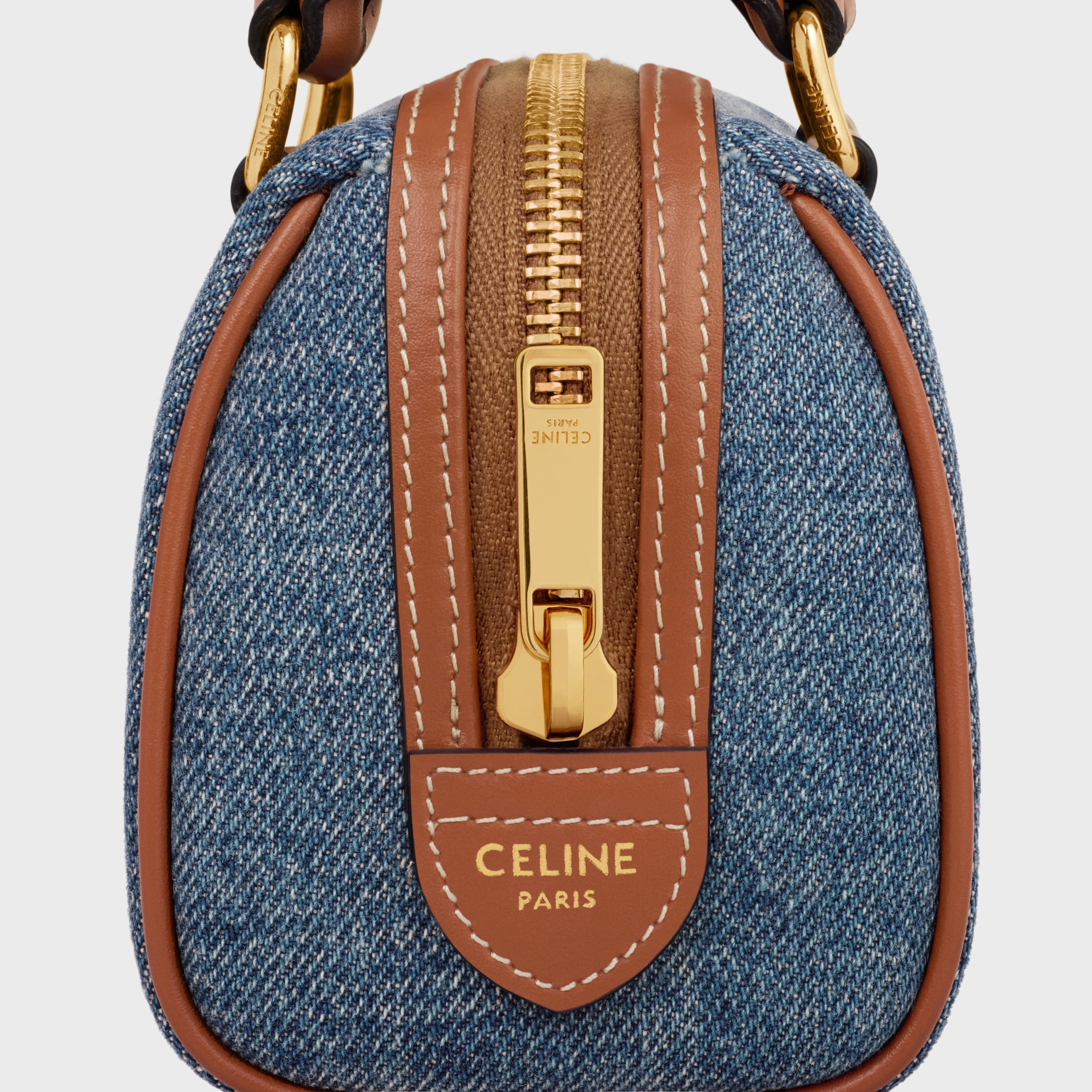 【CELINE】セリーヌ ミニ ボストン / デニム & カーフスキン ミニ 16（セーズ） / ナチュラルカーフスキン - タン | CELINE