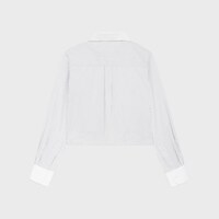 條紋府綢短款襯衫 - 粉筆色 / 海藍色 -  - 2 | CELINE