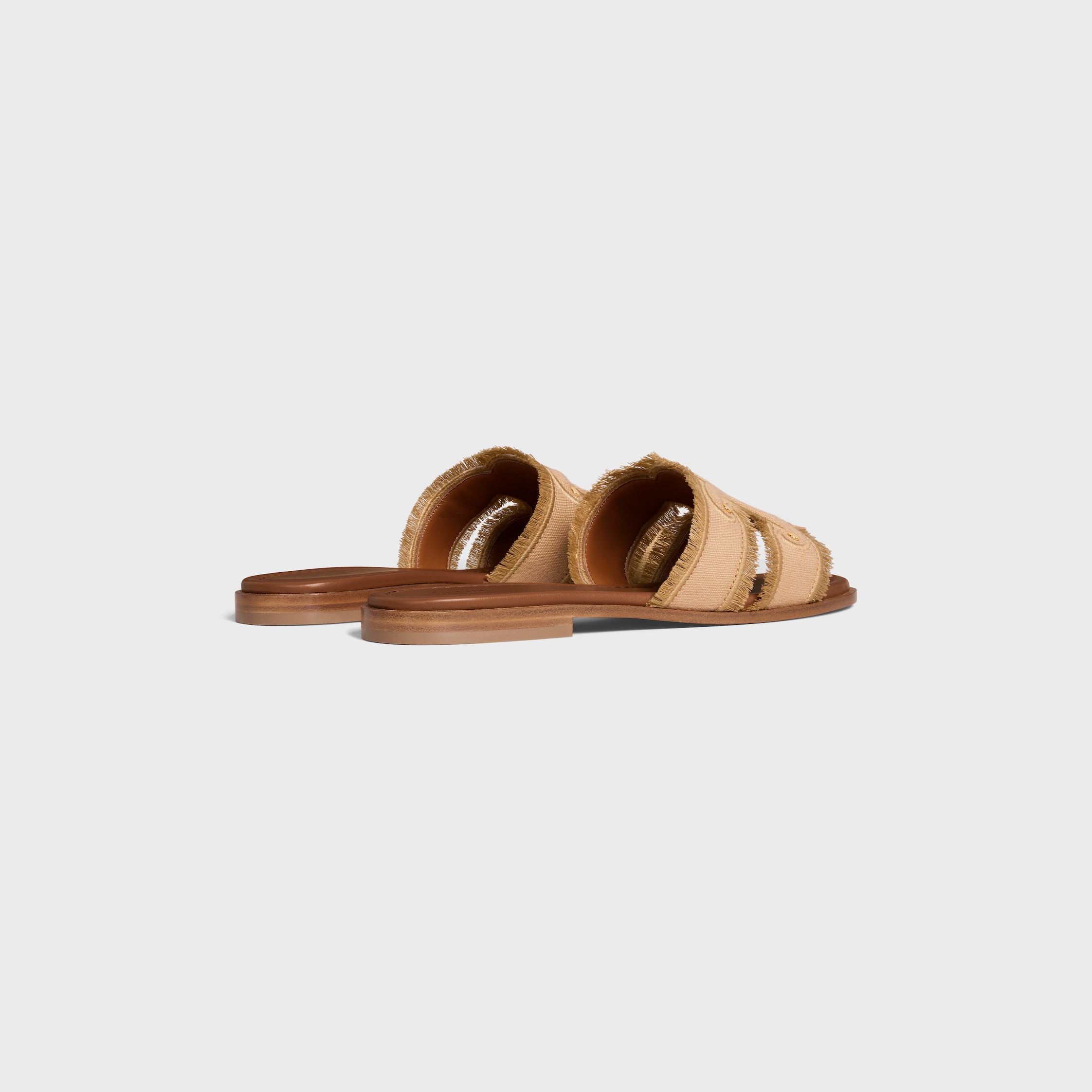 CELINE MARINA FRINGED MULE IN COTTON - LIGHT CARAMEL | CELINE