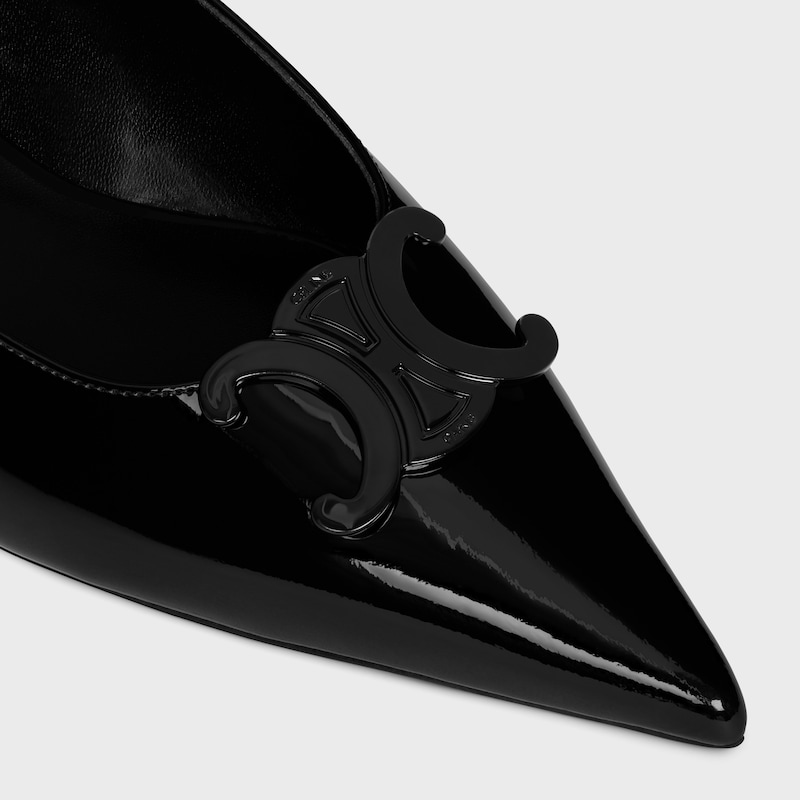 CELINE ALMA TRIOMPHE FLAT SLINGBACK in PATENT CALFSKIN - BLACK -  - 1 | CELINE
