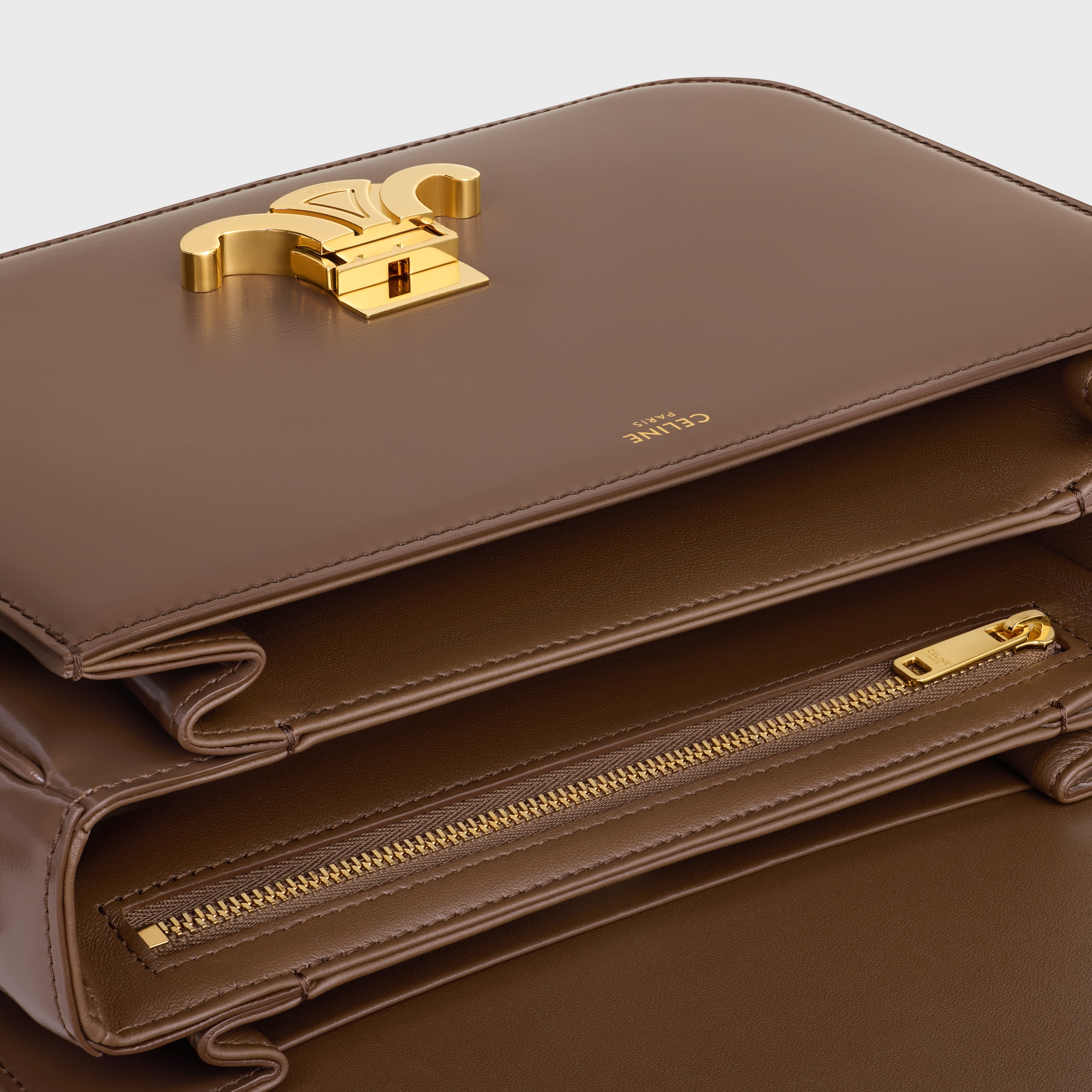CELINE トリオンフ レザー ブラウン 6844 CELINE セリーヌ トリオンフボタン オールド ヴィンテージ