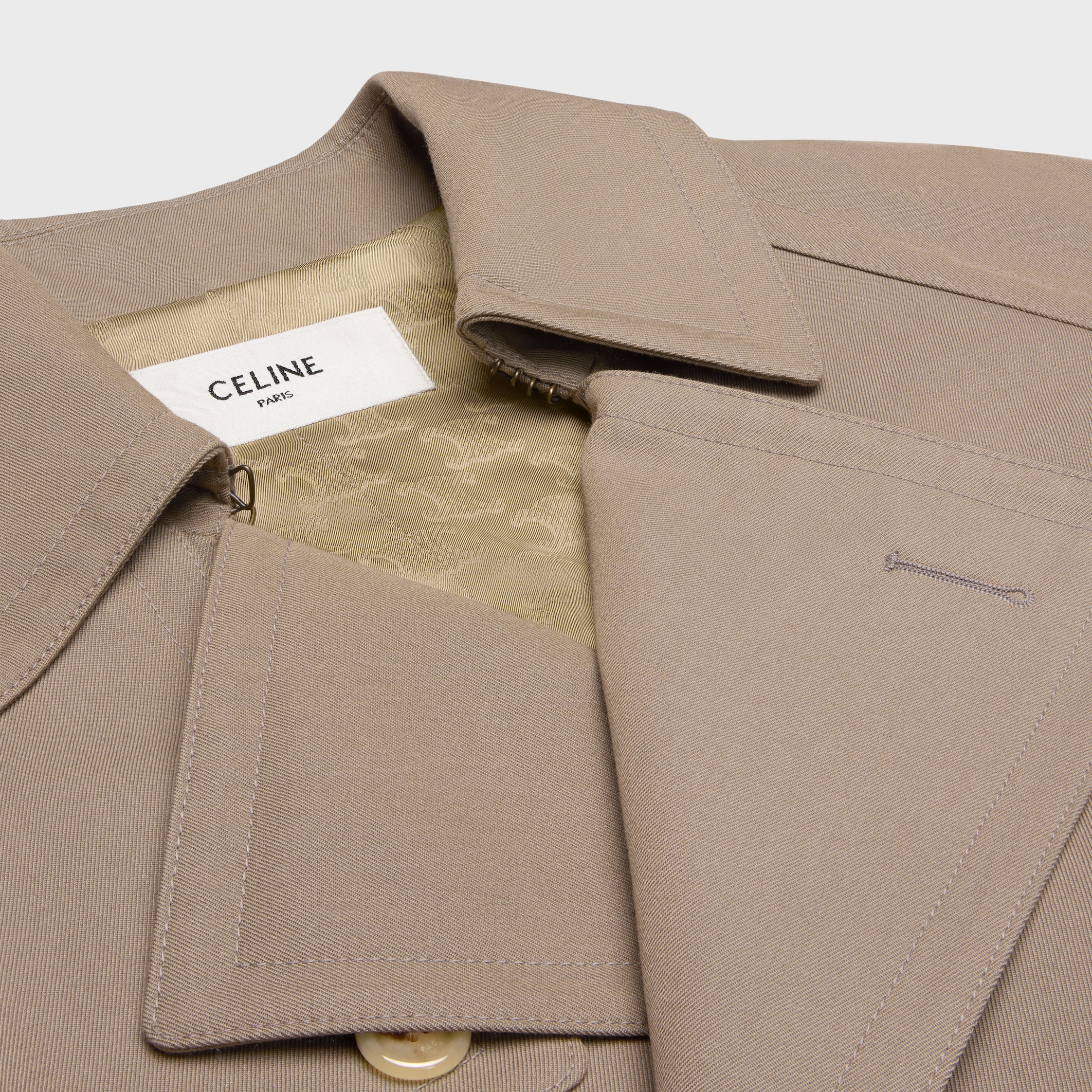 TRENCH COAT IN WOOL GABARDINE AND COTTON - CAMEL | CELINE
