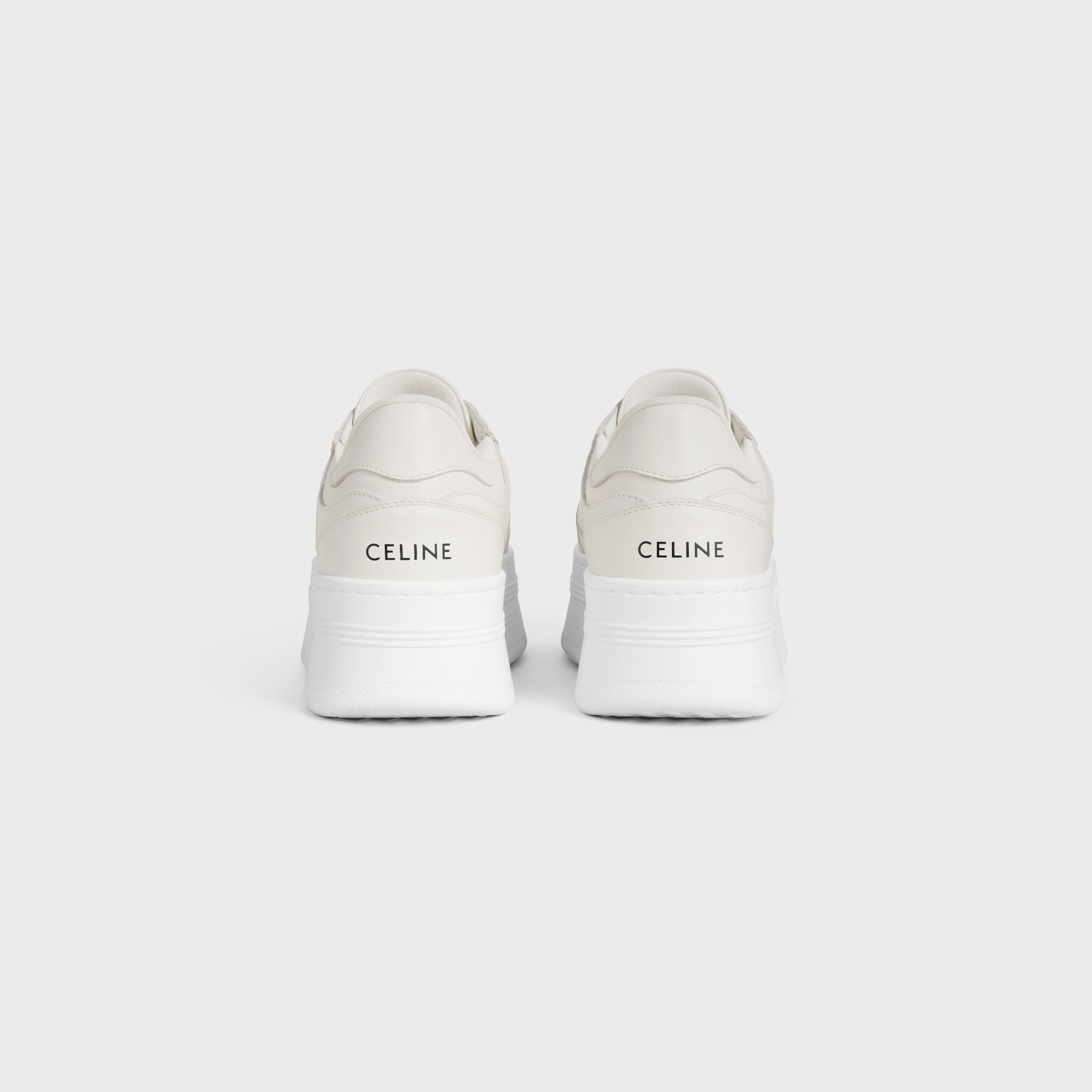 BLOCK WEDGE SNEAKER WITH TRIOMPHE PATCH IN CALFSKIN - OPTIC WHITE