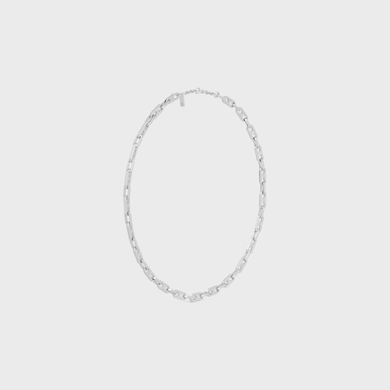 Triomphe Small Octagon Necklace in Brass with Rhodium Finish - SILVER -  - 1 | CELINE