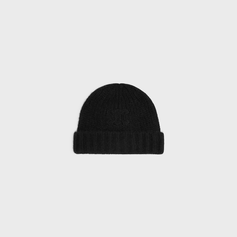 triomphe beanie IN cashmere silk - BLACK -  - 1 | CELINE