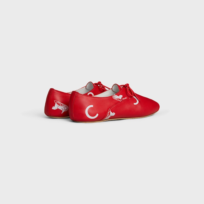 BALLET - LACE-UP SHOE IN "C" AND "Calèche" Stamped Lambskin - RED/WHITE -  - 1 | CELINE