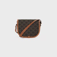 Bolso Folco mediano de lona Triomphe y piel de becerro - TOSTADO - BOLSOS EN BANDOLERA - 1 | CELINE