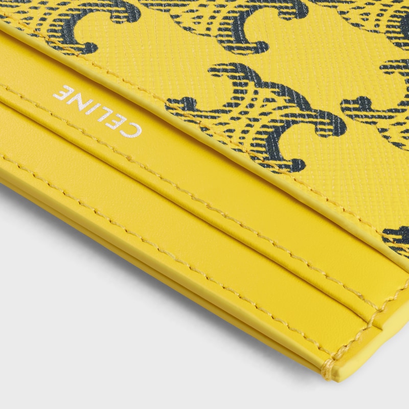 PORTACARTE IN TELA TRIOMPHE E PELLE DI VITELLO - GIALLO INTENSO - PORTAMONETE E PORTACARTE - 1 | CELINE